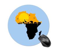 African Map with Wild Animals Mouse Pad Waterproof Non-Slip Rubber Base Round Mouse Mat Gaming Mousepad
