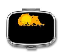 African Map with Wild Animals Travel Pill Organizer 2 Compartments Pill Case Pill Box Containers for Purse Pocket