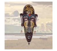 African Mask, 3D Hand Painted Crafts Gift Personality Retro African Masks Metope Wall Hanging Decor For Home Living Room Bar Ornament(A)