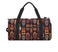 African Masks Pattern Printed Duffel Bags with Shoe Compartment Gym Bag for Travel Sports Workout