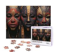 African Masks Puzzles 500 Pieces Personalized Jigsaw Puzzles Photos Puzzle with Storage Bag Challenging Picture Puzzle for Adults Home Decor Wedding (52x38 CM)