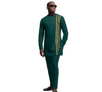 African Men‘s Party Suit Two Pieces Set Dashiki Shirt Pant Tracksuit Long Sleeve Outfit, Tr38-j5, S