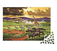 African Migration Puzzles for Elderly 1000 Piece Recyclable Savanna Giraffe Jigsaw Puzzles Puzzle Game Props Impossible Hard Difficult Challenging Activity 38x26cm/1000pcs