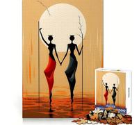 African Minimalism Adults Puzzles 1000 Piece Jigsaws Brain Skill Good Thick Pattern Assemble Night Game (38x26cm)