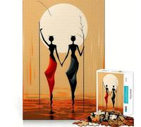 African Minimalism Adults Puzzles 1000 Piece Jigsaws Brain Skill Good Thick Pattern Assemble Night Game (38x26cm)