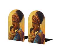 African Mother Bookends For Shelves 2 Pcs Wooden Book Stopper Organizer For Home Office Libraries