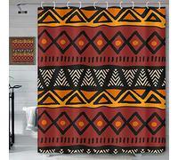 African Mud Cloth Shower Curtain for Bathroom, African Inspired Design Tribal Afrocentric Ethnic Bohemian eometric Shower Curtain Set, Durable Waterproof Fabric Bathroom Curtain with Hooks 60 x 72