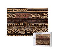 African Mud Cloth Tribal 1 Printed 1000 Pieces Jigsaw Puzzle with Storage Box, Wooden Puzzle for Adults and Kids, Family Fun Decorative Game, 75x50 CM