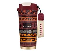 African Mud Cloth Tribal 316 Stainless Steel Coffee Cup - Insulated Travel Mug with 12-Hour, Large Capacity Cone Shape Cup for Home, Office & Outdoor Use
