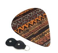 African Mud Cloth Tribal 6 Pack Guitar Picks With Holder, Personalized Guitar Plectrums Non-Slip Portable Ukulele Bass Picks 0.96mm For Acoustic Guitar Lovers Gifts