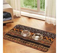 African Mud Cloth Tribal Dog Food Mats for Floors, 16x24 Inch Non-Slip Super Absorbent Pet Food Mat, Dishwasher Dog Mat for Food and Water, Cute Rubber Quick Dry Pet Feeding Mat for Dogs Puppy Cats