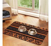 African Mud Cloth Tribal Dog Food Mats for Floors, 16x24 Inch Non-Slip Super Absorbent Pet Food Mat, Dishwasher Dog Mat for Food and Water, Cute Rubber Quick Dry Pet Feeding Mat for Dogs Puppy Cats