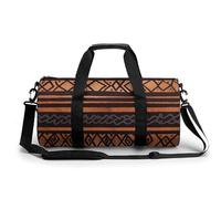 African Mud Cloth Tribal Gym Bag for Men Women Water Resistant Duffle Bag Travel Lightweight Bag for Travel Sports, white, 17.7in/9in/9in