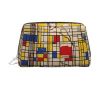 African Mud Cloth Tribal Leather Toiletry Organizer Bag, Travel-Friendly Makeup Pouch for Women