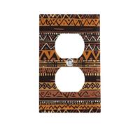African Mud Cloth Tribal Outlet Cover, American Standard Wall Plate with Screws - Heat & Impact Resistant Stainless Steel, 1-Gang Duplex Socket Cover for Home Decor