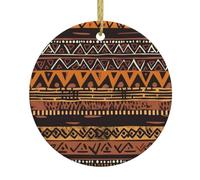African Mud Cloth Tribal Print Ceramic Christmas Ornament Novelty Xmas Ornament Round Ornament for Christmas Tree for Holiday Party Home Decor Gift