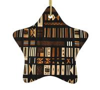 African Mud Cloth Tribal Print Ceramic Christmas Tree Ornament Hanging Decorations Home Decor Gifts for Christmas