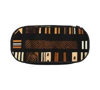 African Mud Cloth Tribal Print Pencil Case Spacious Pen Pouch Zipper High Capacity Makeup Tools Office Supplies, Black, One Size, Cute