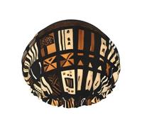 African Mud Cloth Tribal Print Shower Cap,Elastic And Reusable Bath Hair Hat For Long Hair,Large Waterproof Shower Bonnet,For Women Men Kids