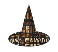 African Mud Cloth Tribal Print Teens Adults Halloween Witch Hat Unisex Cap For Wide Brim Carnivals Party Accessory