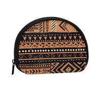 African Mud Cloth Tribal Printed Coin Purse Wallet, Shell Shape Mini Change Pouch Holder for Men Women