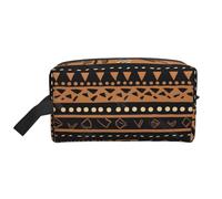 African Mud Cloth Tribal Printing Portable Makeup Bag for Women Girl Large Capacity Travel Cosmetic Bag Makeup Pouch Organizer with Handle