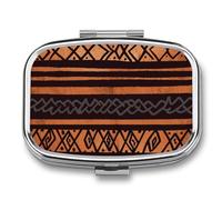 African Mud Cloth Tribal Travel Pill Organizer A Daily Pill Box for Supplements 2 Compartment Pill Case Convenient for Carrying and Storing Medicines Box