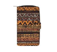 African Mud Cloth Tribal Wallet Multifunctional Leather Wallets for Men Compact Long Wallet Credit Card Holder Passport Bag