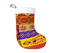 African National Patterns Plush Christmas Stocking, Large Festive Hanging Ornament For Tree, 45cm Polyester Style Holiday Decor