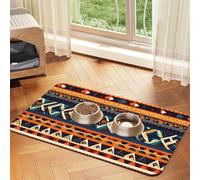 African National Patterns print Cats Pet Bowl Placemat Pet Feeding Mats for Dogs, Non-Slip PU Leather Tablecloth for Pets