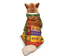 African National Patterns Print Dog Winter Coat Plush Coat Hooded Cloak Costume Multi-Use Pet Blanket Cover for Small Dogs Cats Outfits.