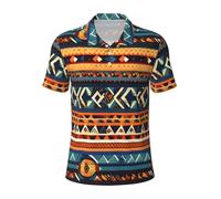 African National Patterns Print Men's Polo Shirts Performance Short Sleeve Quick Dry Athletic Casual Golf Shirt, Black, 3XL