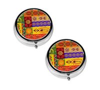 African National Patterns Print Pill Box 3 Compartment Medicine Pill Case,Portable for Pocket Or Purse Pill Organizer Decorative Metal Medicine Vitamin Organizer Unique Gift