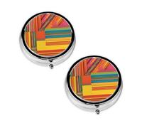 African National Patterns Print Pill Box 3 Compartment Medicine Pill Case,Portable for Pocket Or Purse Pill Organizer Decorative Metal Medicine Vitamin Organizer Unique Gift