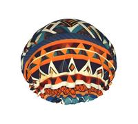 African National Patterns Print Shower Essentials Bonnet For Women, Large Washable Elastic Band Bath Hair Wrap Shower Cap