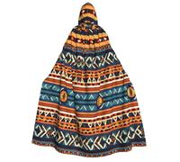 African National Patterns print Unisex Medieval Viking Hooded Cape Cloak for Halloween Cosplay, Christmas Party Costume Outfits
