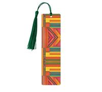African National Patterns -Print Wooden Bookmarks with Tassel for Readers and Book Lovers - Artistic Handmade Gifts for Teachers Colleagues Office Desk Decor.