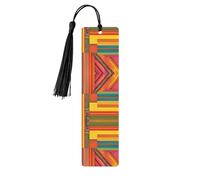 African National Patterns -Print Wooden Bookmarks with Tassel for Readers and Book Lovers - Artistic Handmade Gifts for Teachers Colleagues Office Desk Decor.