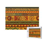 African National Patterns Printed 1000 Pieces Jigsaw Puzzle with Storage Box, Wooden Puzzle for Adults and Kids, Family Fun Decorative Game, 75x50 CM