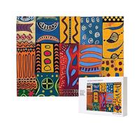 African National Patterns Printed 500 Pieces Jigsaw Puzzle with Storage Box, Wooden Puzzle for Adults and Kids, Family Fun Decorative Game, 52x38 CM