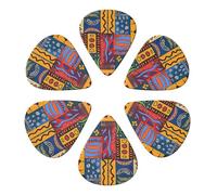 African National Patterns Printed Guitar Picks 6-Pack with Holder - 0.71mm Funny Guitar Picks for Acoustic Guitar, Electric Guitar, Bass Guitar