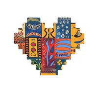 African National Patterns Printed Jigsaw Puzzle 10.8x12.8 CM, Heart-Shaped Puzzle Challenging Game for Adults Gifts, Family Fun Decorative Wall Decor
