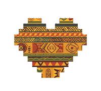 African National Patterns Printed Jigsaw Puzzle 10.8x12.8 CM, Heart-Shaped Puzzle Challenging Game for Adults Gifts, Family Fun Decorative Wall Decor