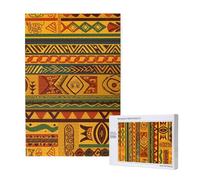 African National Patterns Printed Jigsaw Puzzle with Storage Box, Wooden Puzzle for Adults and Kids, 1000 Pieces Family Fun Decorative Game