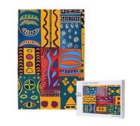 African National Patterns Printed Jigsaw Puzzle with Storage Box, Wooden Puzzle for Adults and Kids, 1000 Pieces Family Fun Decorative Game