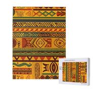African National Patterns Printed Jigsaw Puzzle with Storage Box, Wooden Puzzle for Adults and Kids, 500 Pieces Family Fun Decorative Game, 38x52 CM