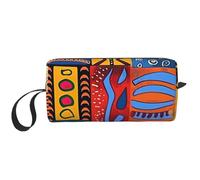African National Patterns Printed Makeup Bag with Handle, Lightweight Portable Cosmetic Organiser for Travel, Gym & Daily Use – Gift for Women Girls