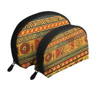 African National Patterns Printed Makeup Bags 2-Piece Portable Shell Travel Toiletry Bag Cosmetic Organizer Bag for Women
