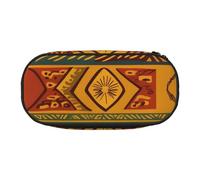 African National Patterns Printed Oxford Fabric Pencil Case with Spacious Design for School, Office, Travel - Multi-Use Stationery & Makeup Pouch