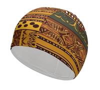African National Patterns Swim Cap for Women Men Swimming Hat Bath Waterproof Pool Caps for Long Thick Curly Hair